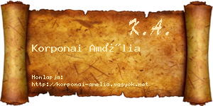 Korponai Amélia névjegykártya